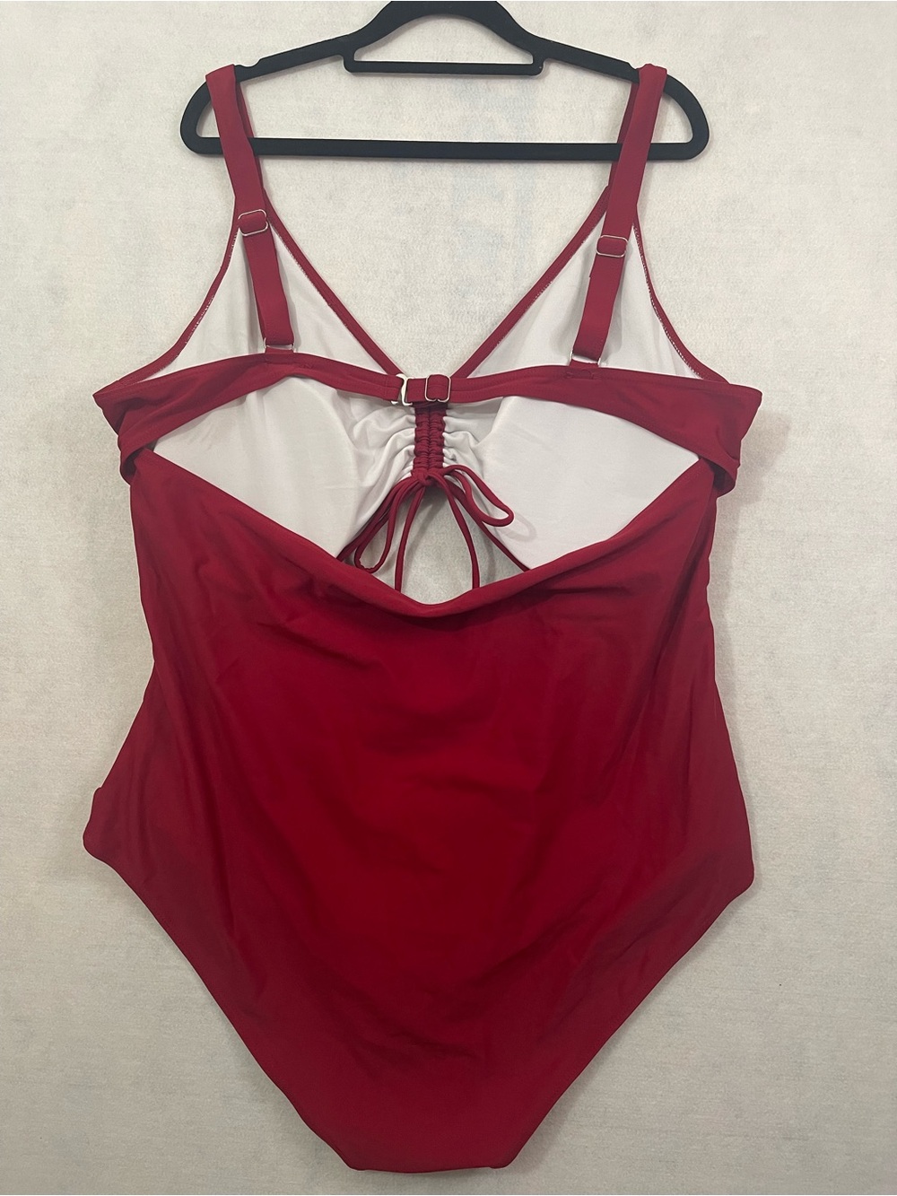 Plus Size Red One Piece Monokini Swimsuit With Cut Out Detail Ruched Summer 22W - Picture 4 of 6